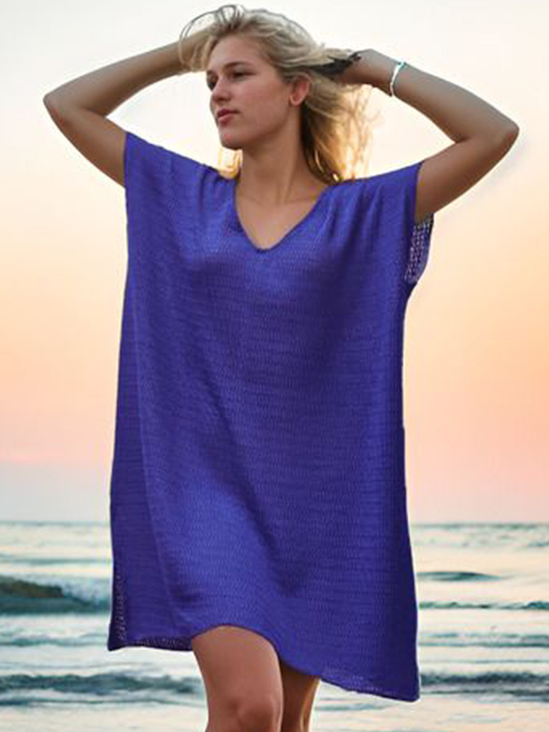 Athena Unapologetic Self-Design V-Neck Lace Cover Up Top