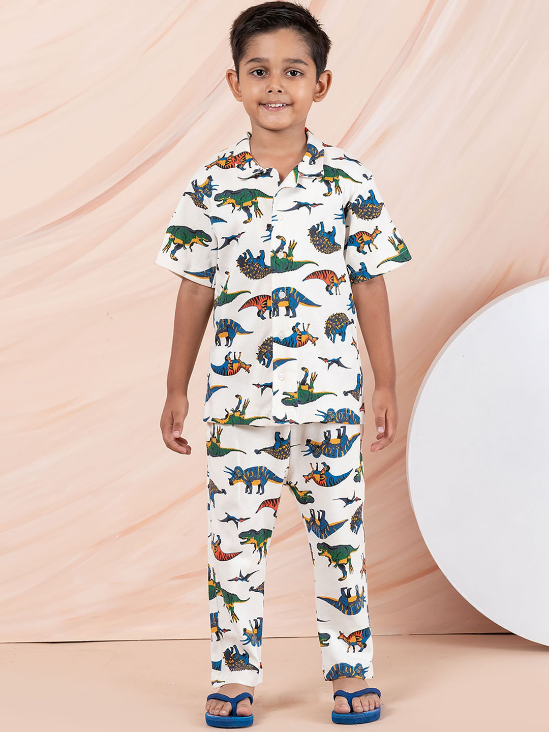 Taatoom Boys Pure Cotton Digital Dinosan Printed Night suit