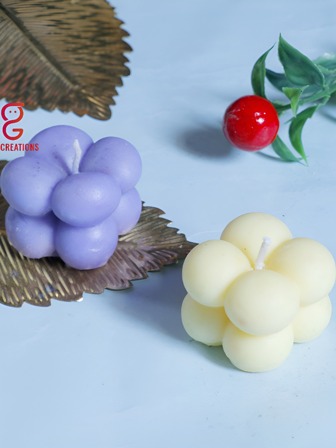 Aura Handmade Small Bubble 2Pcs Scented 1 Wick Scented Solid Square Regular Diyas Candles