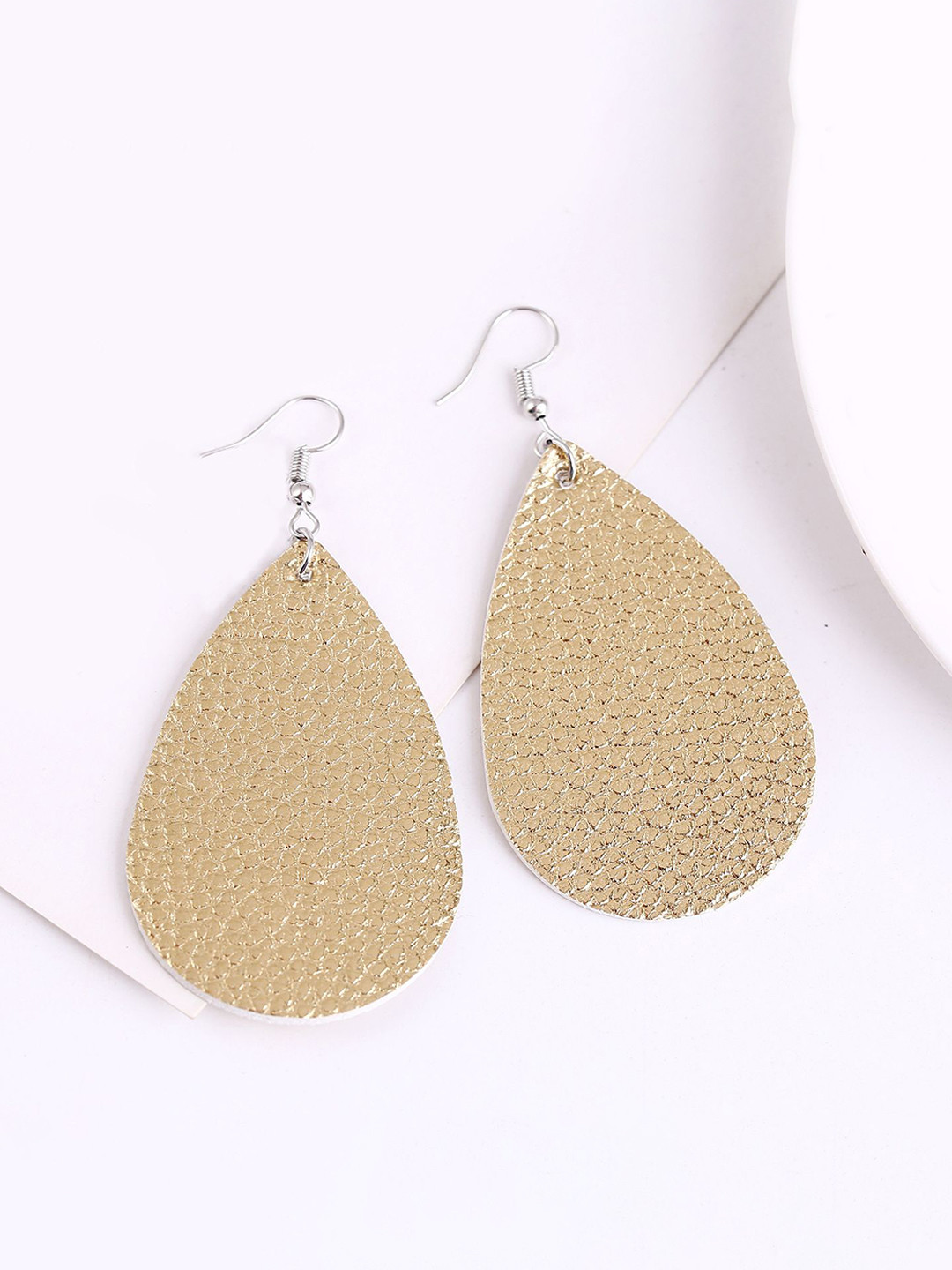 StyleCast x Revolte PU Silver Plated Oval Shaped Drop Earrings