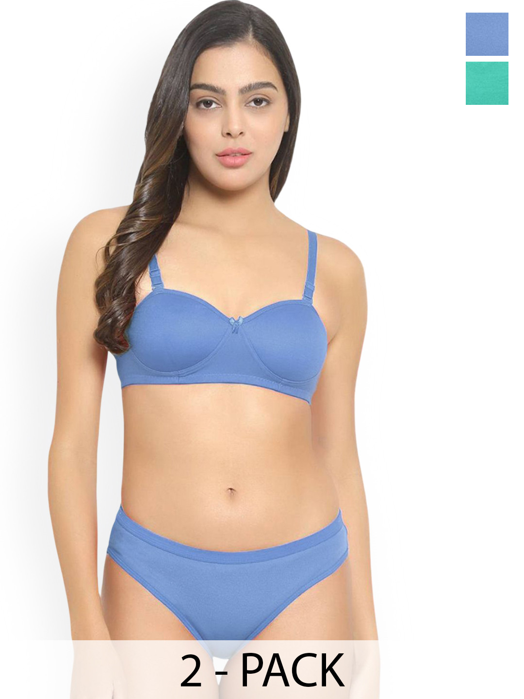 PIBU Pack Of 2 Cotton Breathable Lingerie Set B_Demi-Set_L-B,G