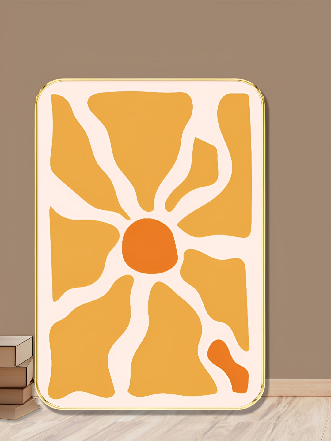 SAF Yellow Wood Wall Bedroom Rectangle Potrait Paintings Wall Art