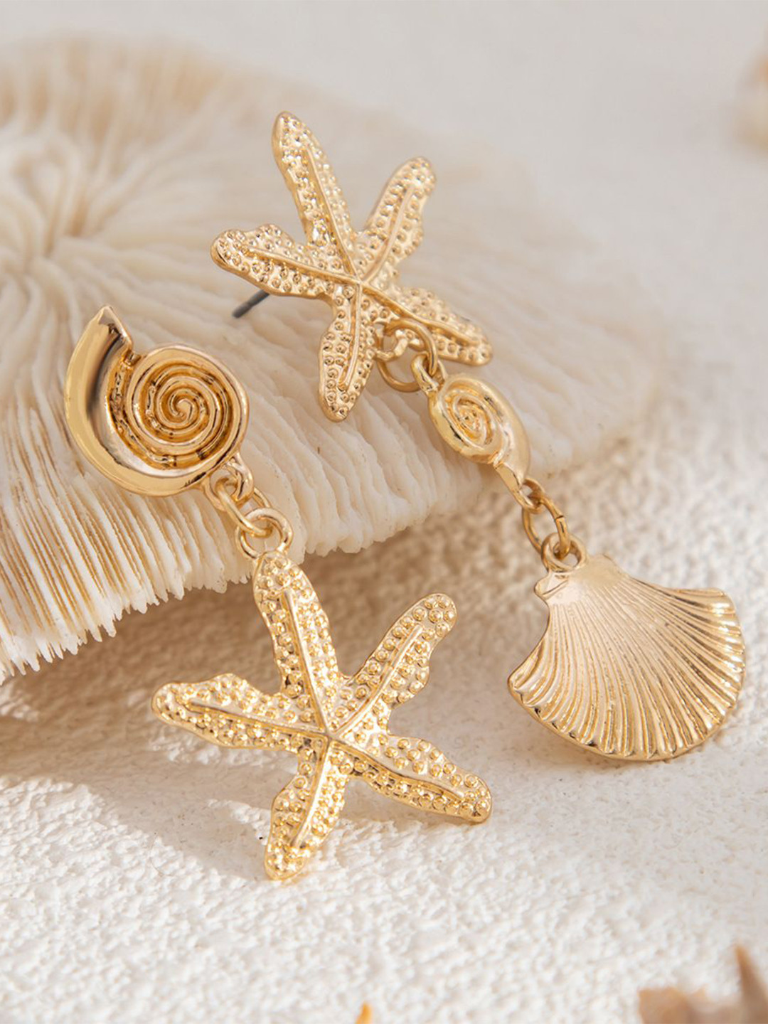 StyleCast x Revolte Gold Plated Contemporary Mismatch Drop Earrings