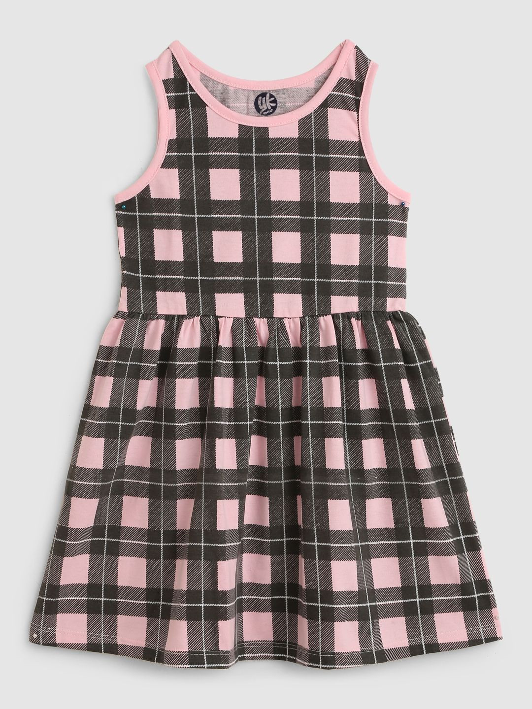 YK Kids-Girls Checked Print A-Line Dress