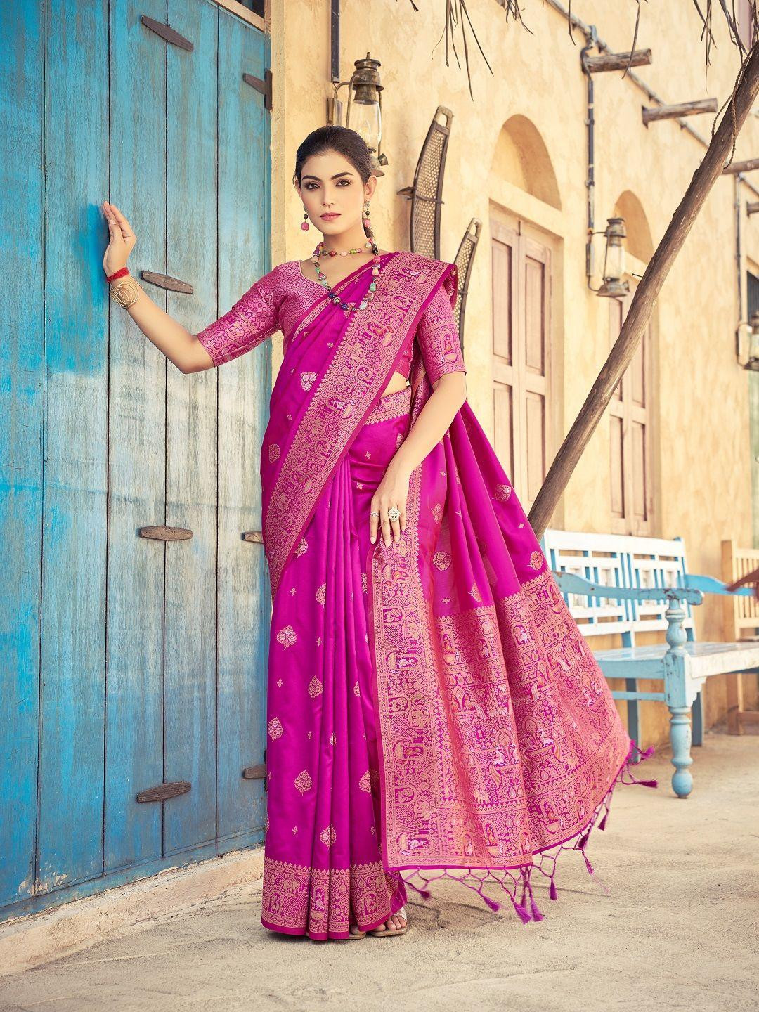 KALINI Pink Kanjeevaram Sarees