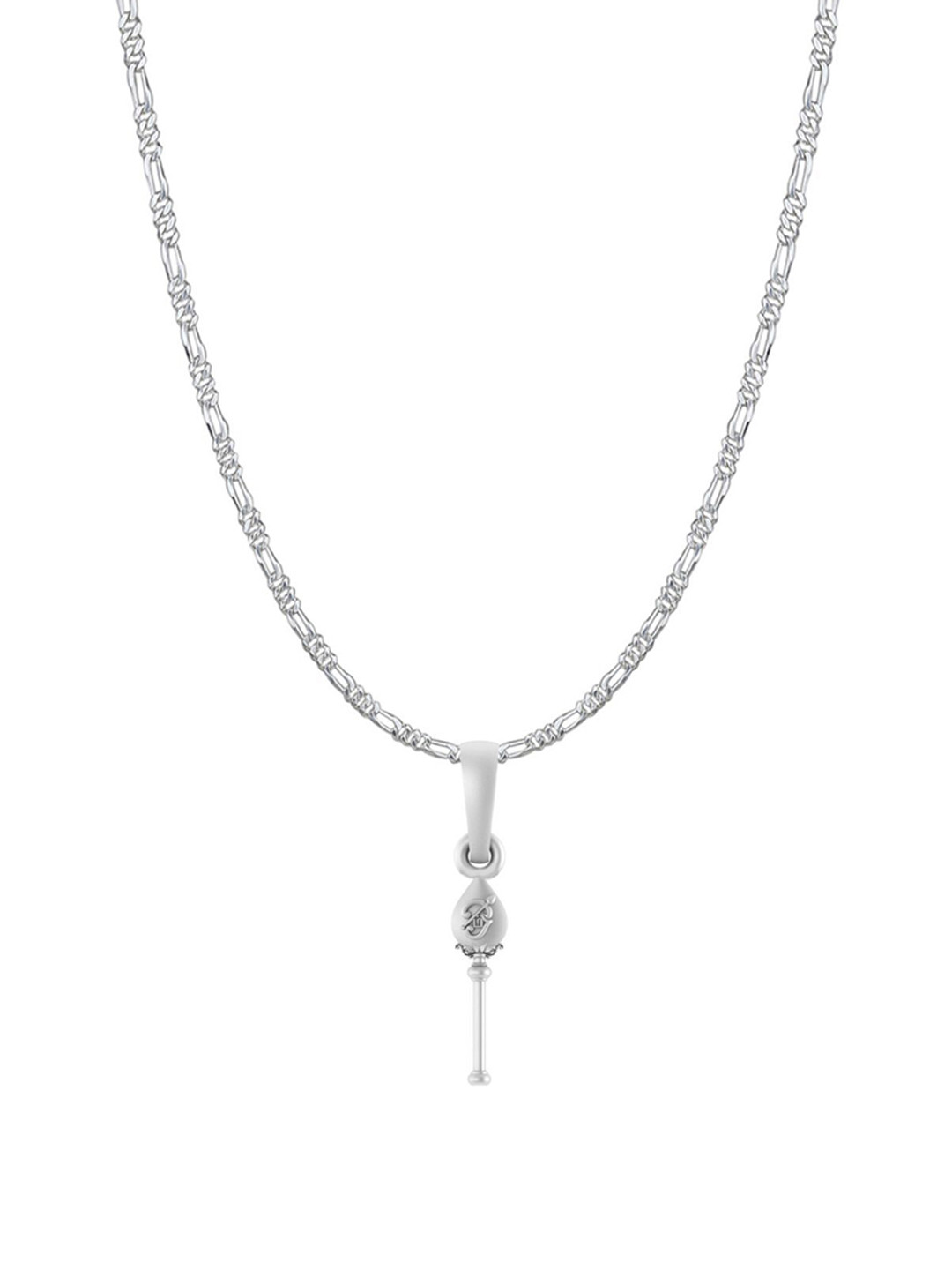 AKSHAT SAPPHIRE Vel Pandel Tamil OM Contemporary Pendants with Figaro Chain
