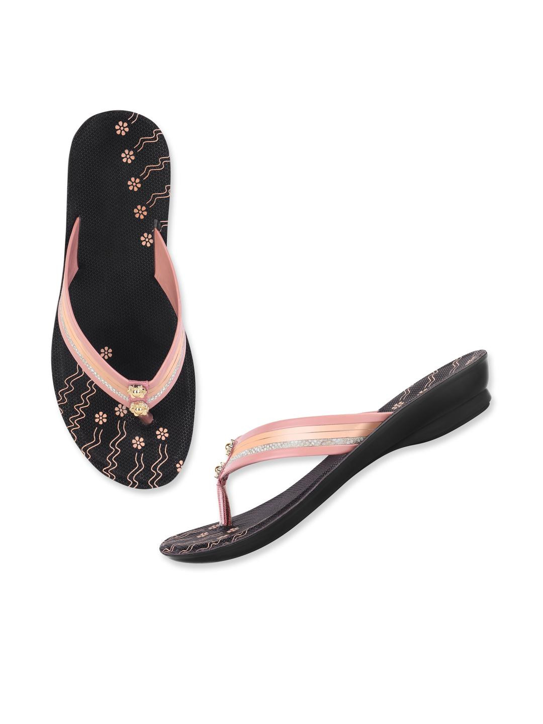 DRACKFOOT Women Peach PU Thong Flip-Flops