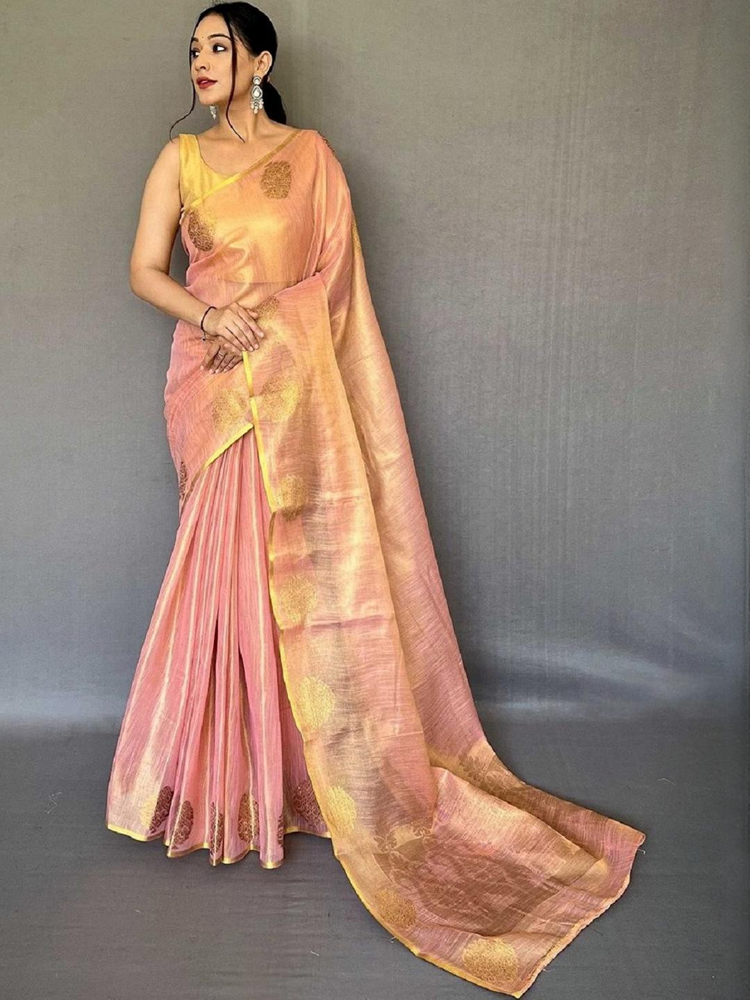 KALINI Pink Tissue Sarees