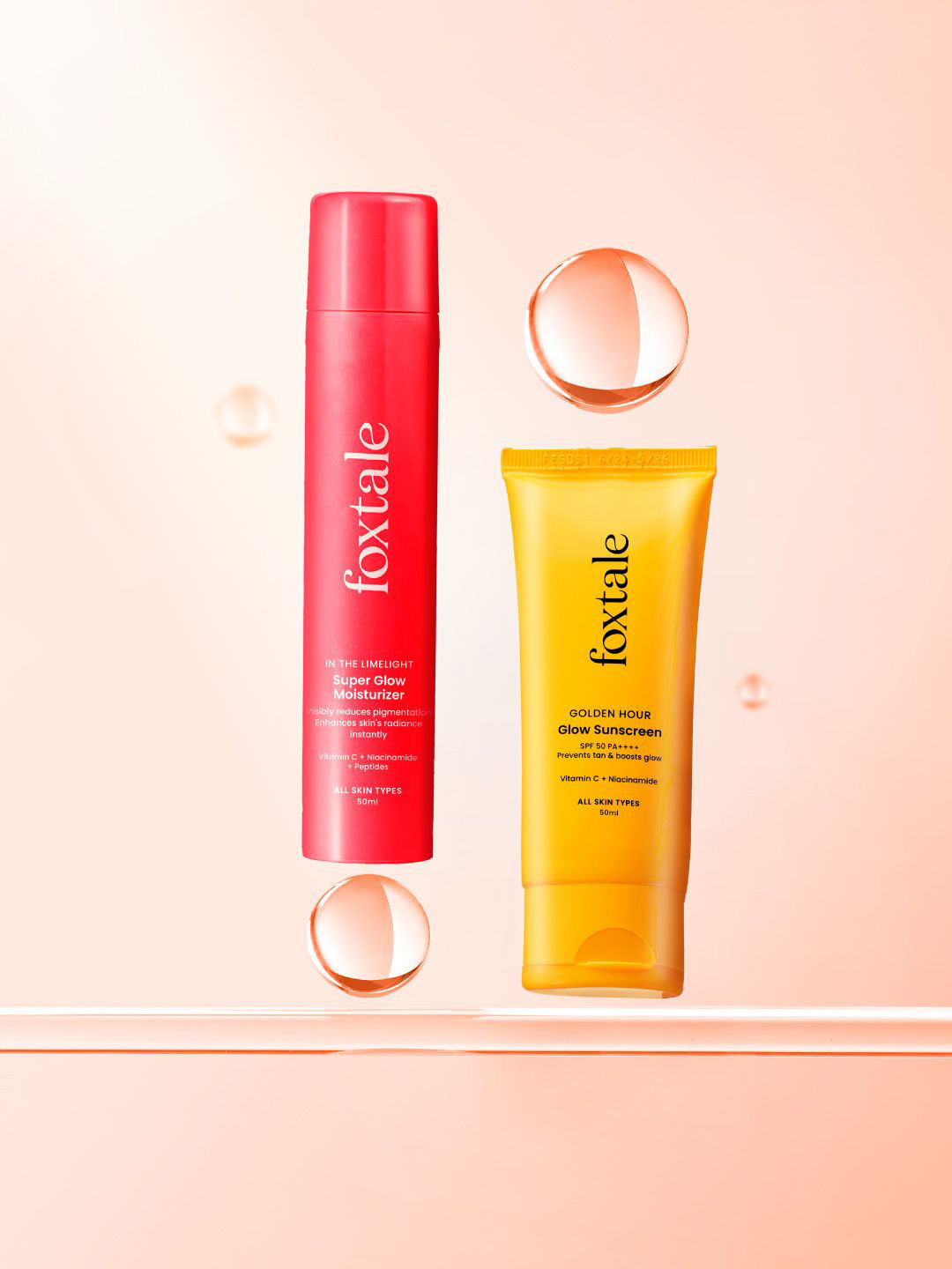 FoxTale Set Of 2 Super Glow Moisturizer With Golden Hour Glow Sunscreen - 50 ml Each