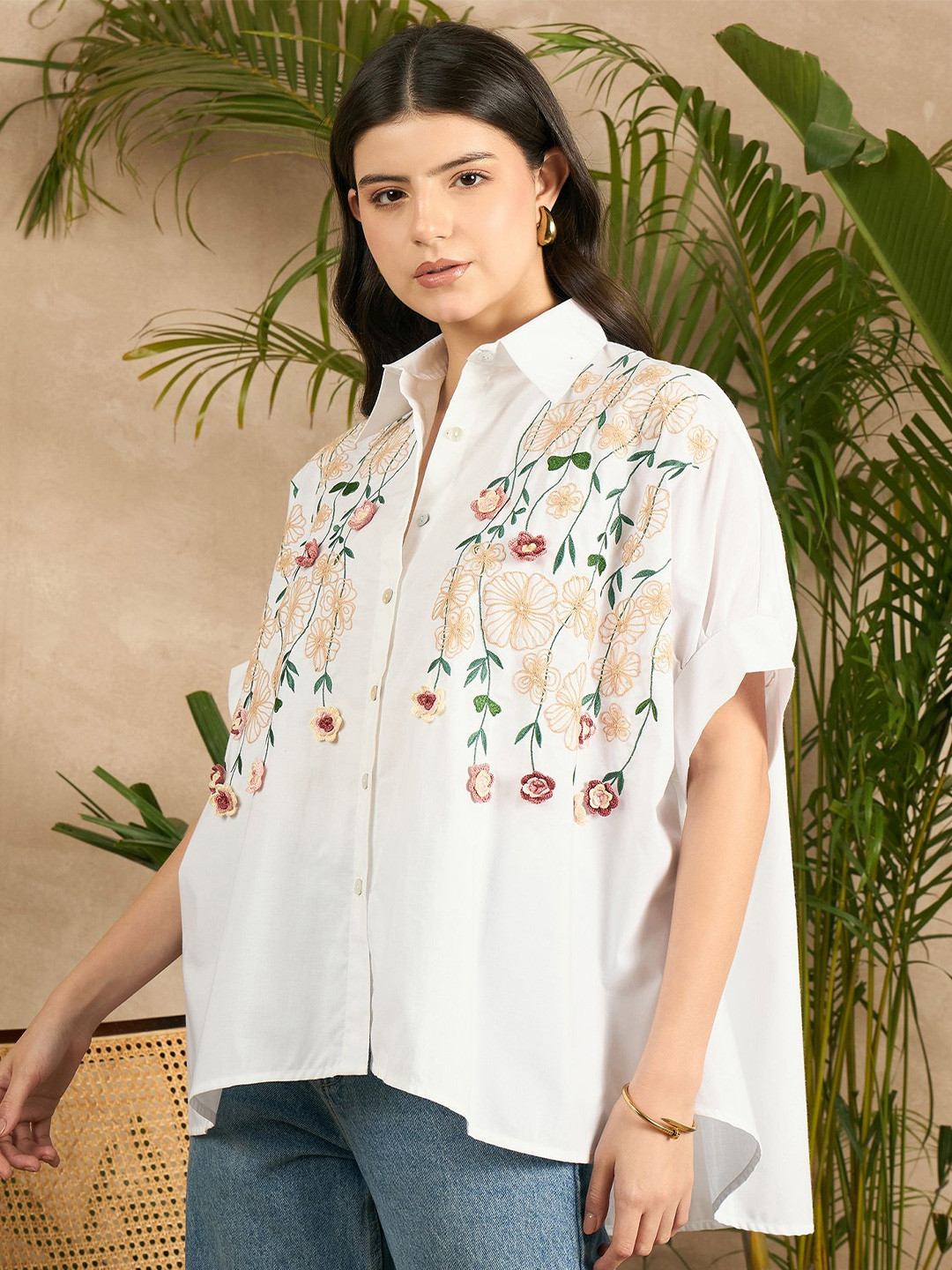 Uptownie Anti-fit Crochet Floral Shirt
