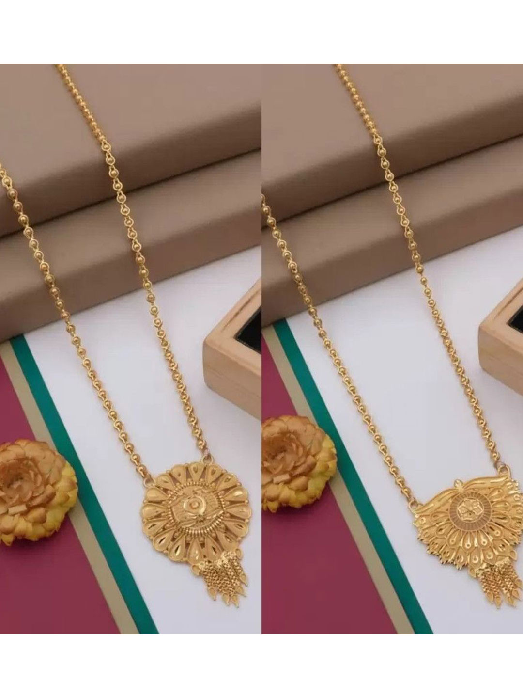 BHUMI09 Pack Of 2 Gold-Plated Necklace