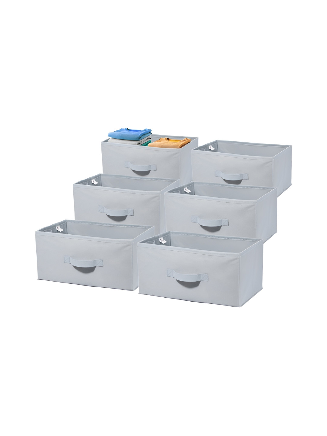 Aura 6 Pieces Grey Non-Woven Foldable Cloth Storage Organiser Wardrobe Books Box