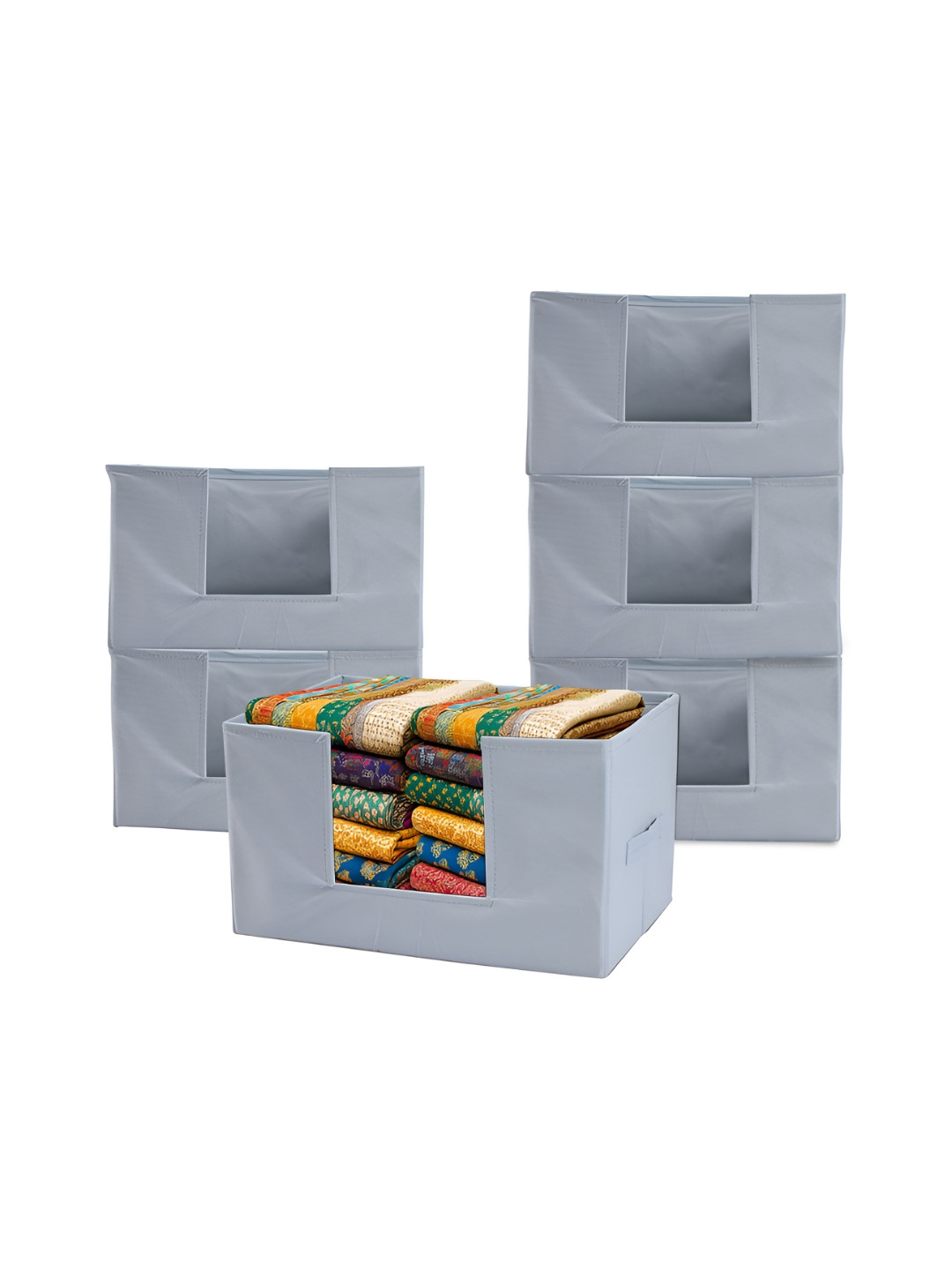 Aura 6 Pcs Grey Cloth Storage Box Wardrobe Drawer Closet Organizer