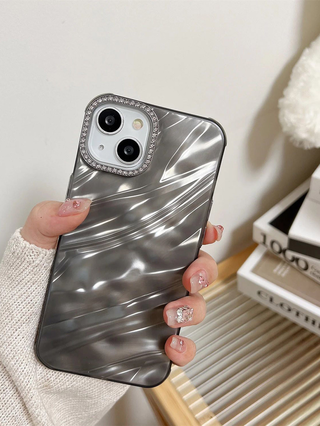 CASE CREATION iPhone 15 Plus Hot Diamond Ring Lens Film Camera Protection Back Case