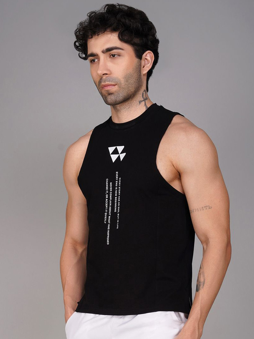 Brauch Printed Sleeveless Gym Vest M-VEST-EVERYSTORY-BLK-S
