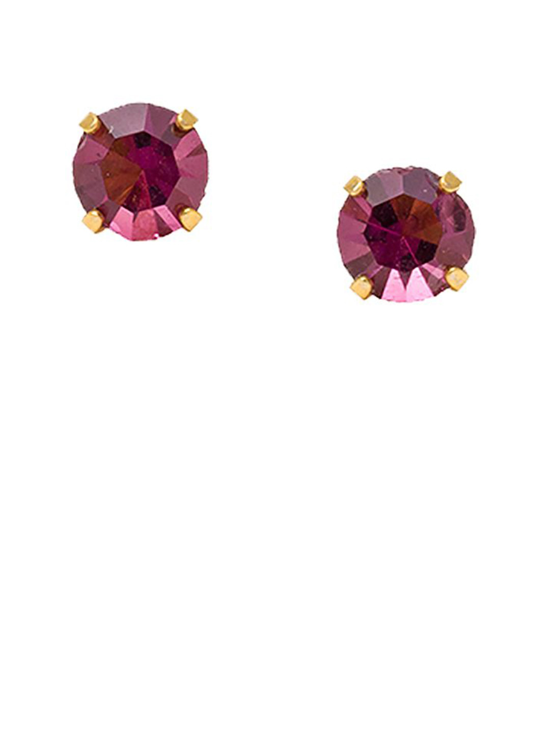STUDEX 24K Pure Gold Plated Stainless Steel Amethyst Studded Circular Shaped Studs