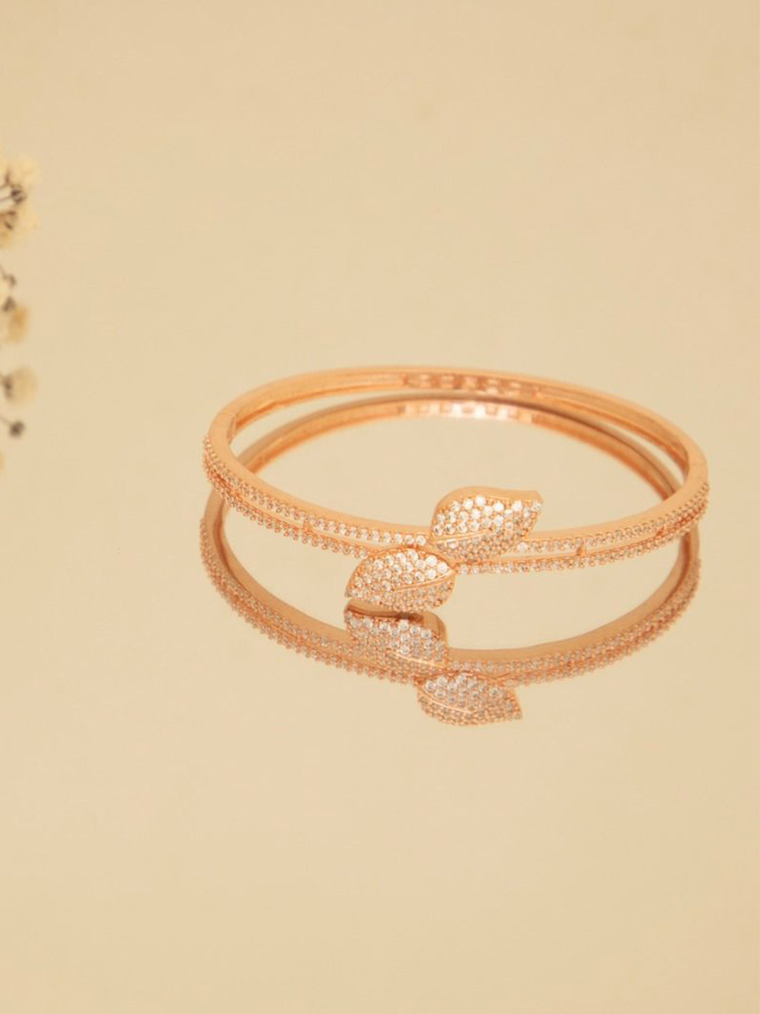 LA FILLE D'OR Rose Gold-Plated Cubic Zirconia Bangle Style Bracelet