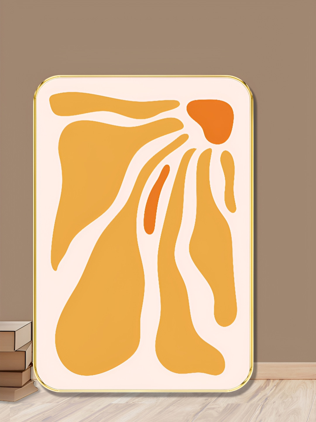 SAF Yellow & Cream-Coloured  Wood Abstract Wall Paintings