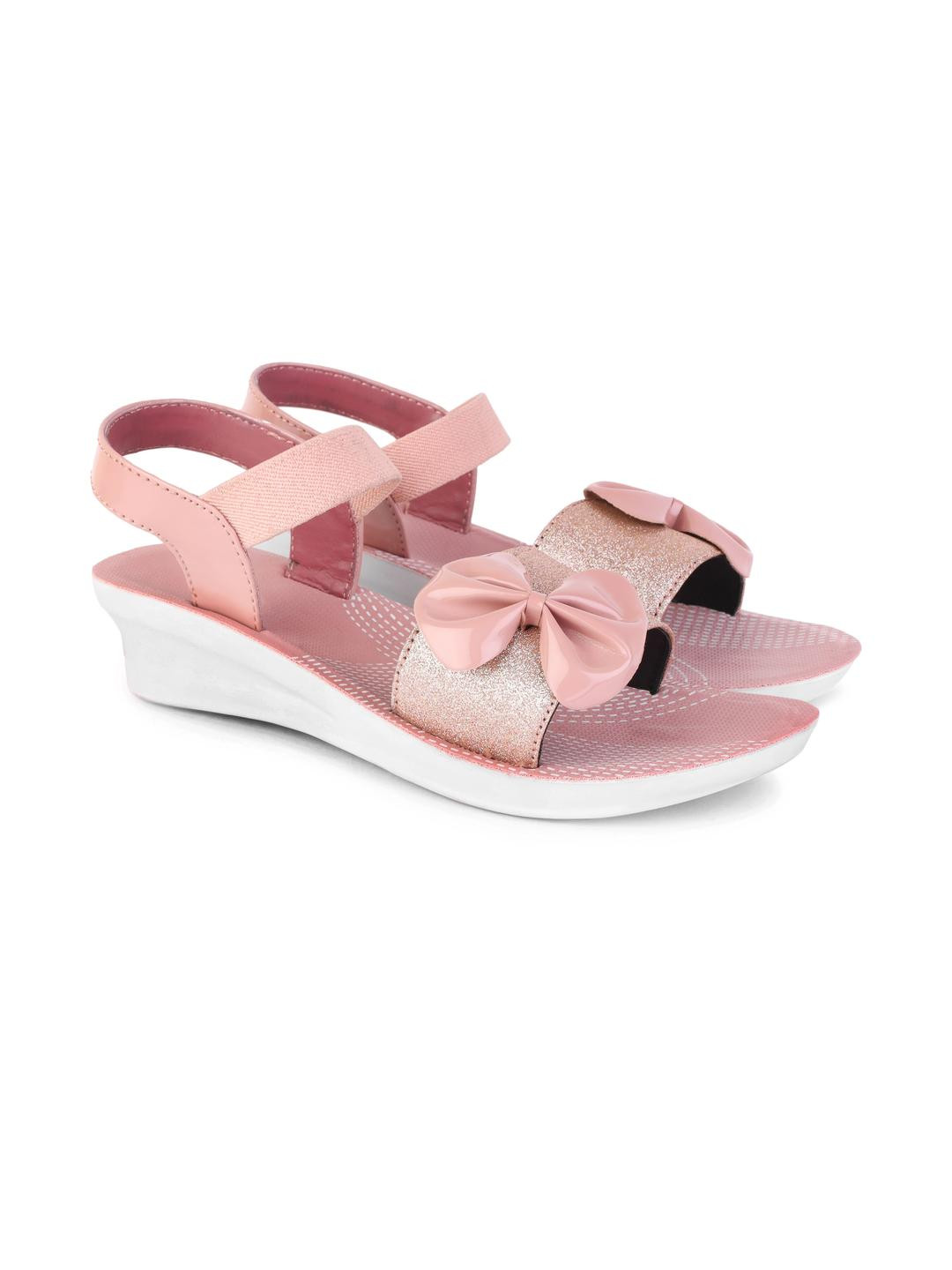 DRACKFOOT Women Peach Canvas Comfort Sandals