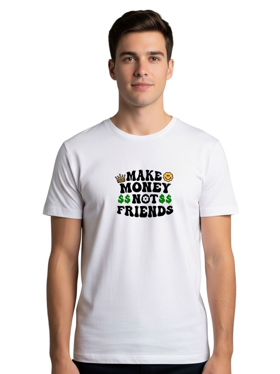 PULP Unisex Make Money Not Friends Typography Printed Pure Cotton T-shirt