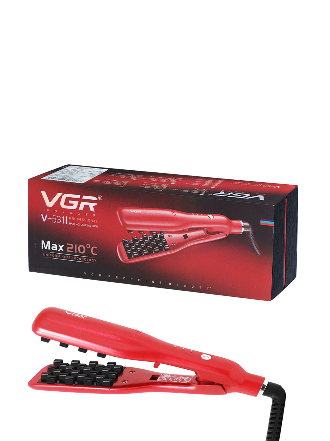 VGR V-531 Professional Hair Volumizing Iron Straighteners - Red
