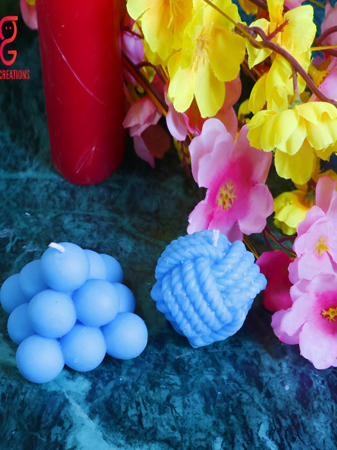 Aura Handmade Pyramid 2Pcs 1 Wick Scented Solid Geometric Regular Tea Light Candles