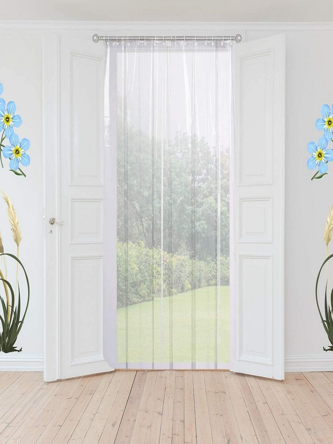 RRC Transparent Solid Sheer Long Door Curtain Set of 2