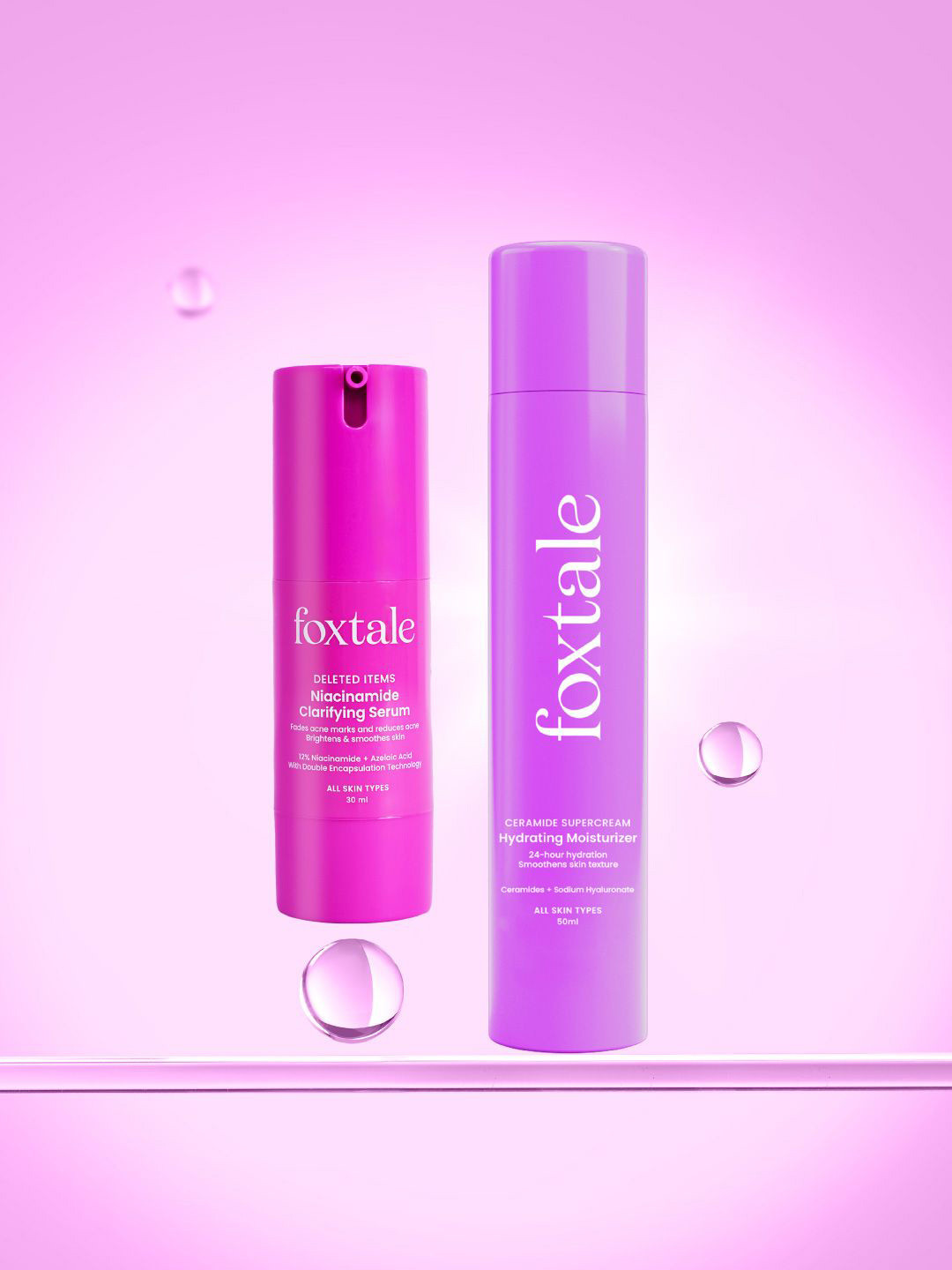 FoxTale Set Of 2 Hydrating Moisturizer - 50 ml With Niacinamide Clarifying Serum - 30 ml