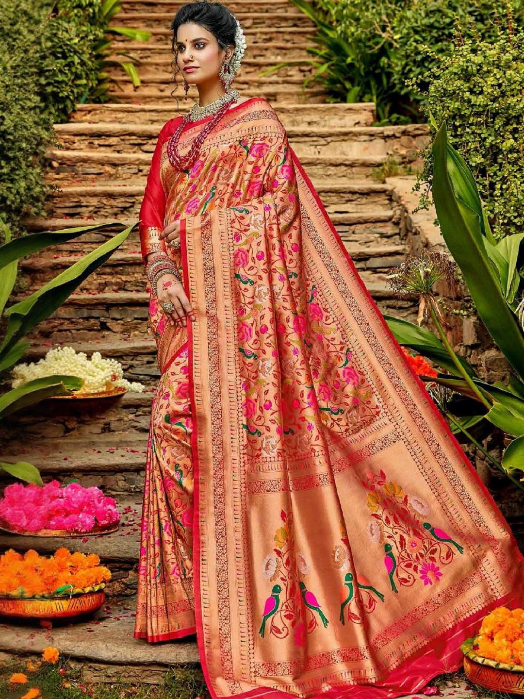 KALINI Red Paithani Sarees