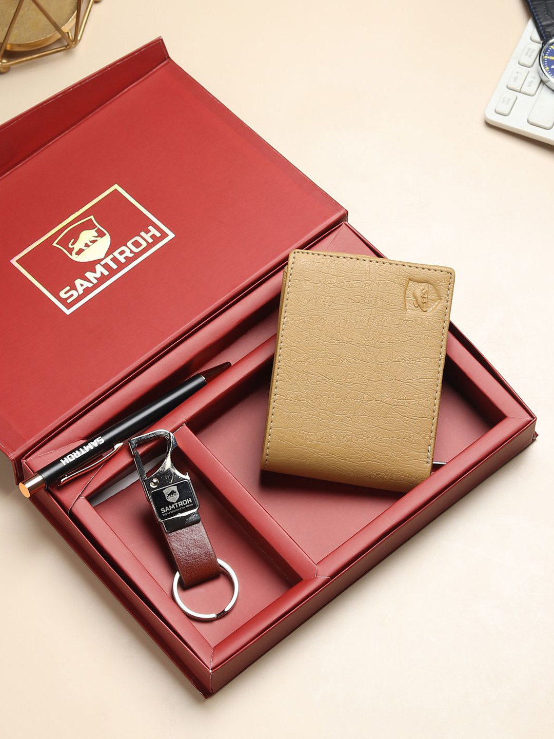 SAMTROH Men Wallet Keychain & Pen Combo Accessory Gift Set