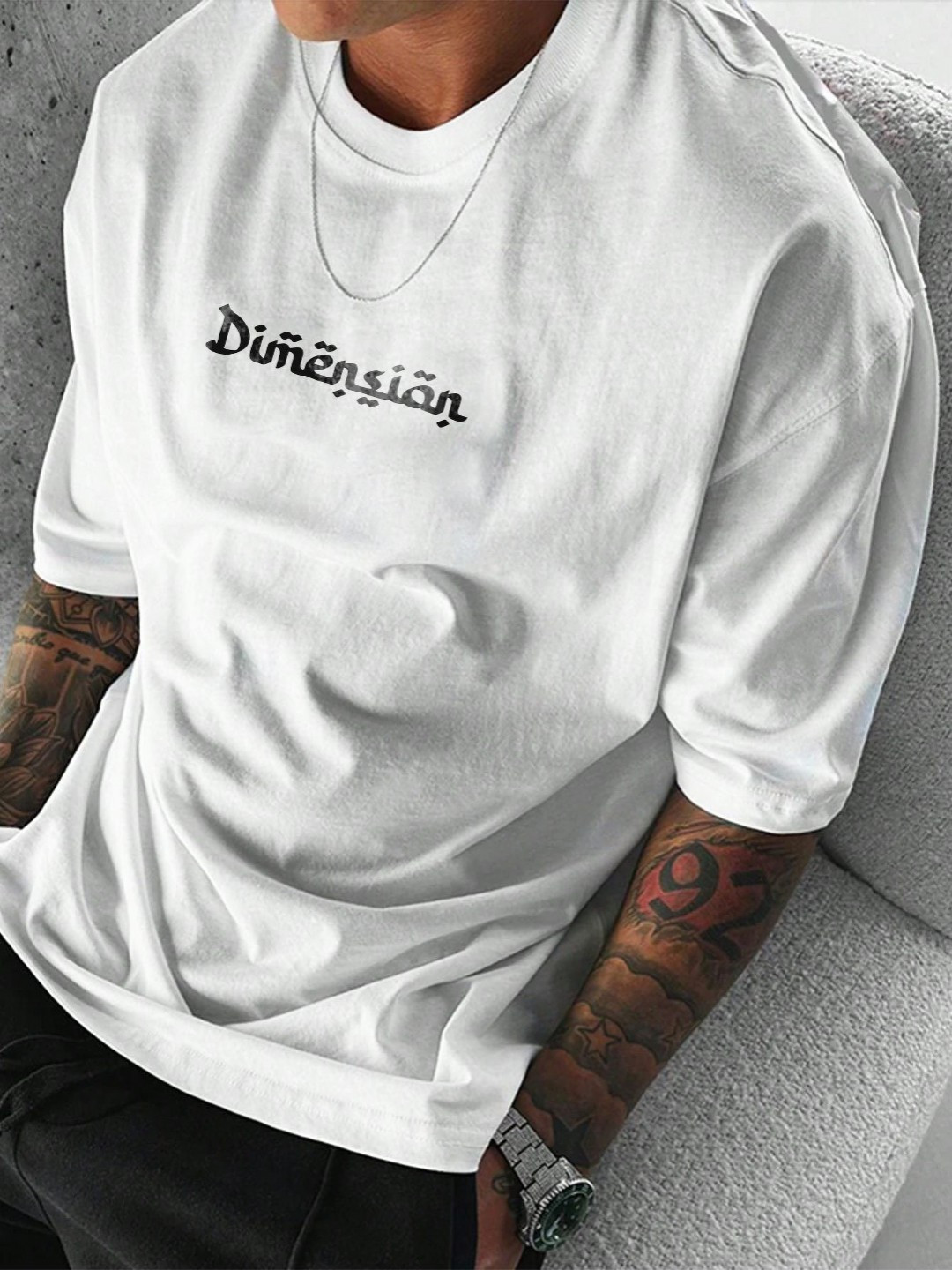TOGS & TERRE Classic Typography Printed Round Neck Organic Cotton Oversized Casual T-shirt