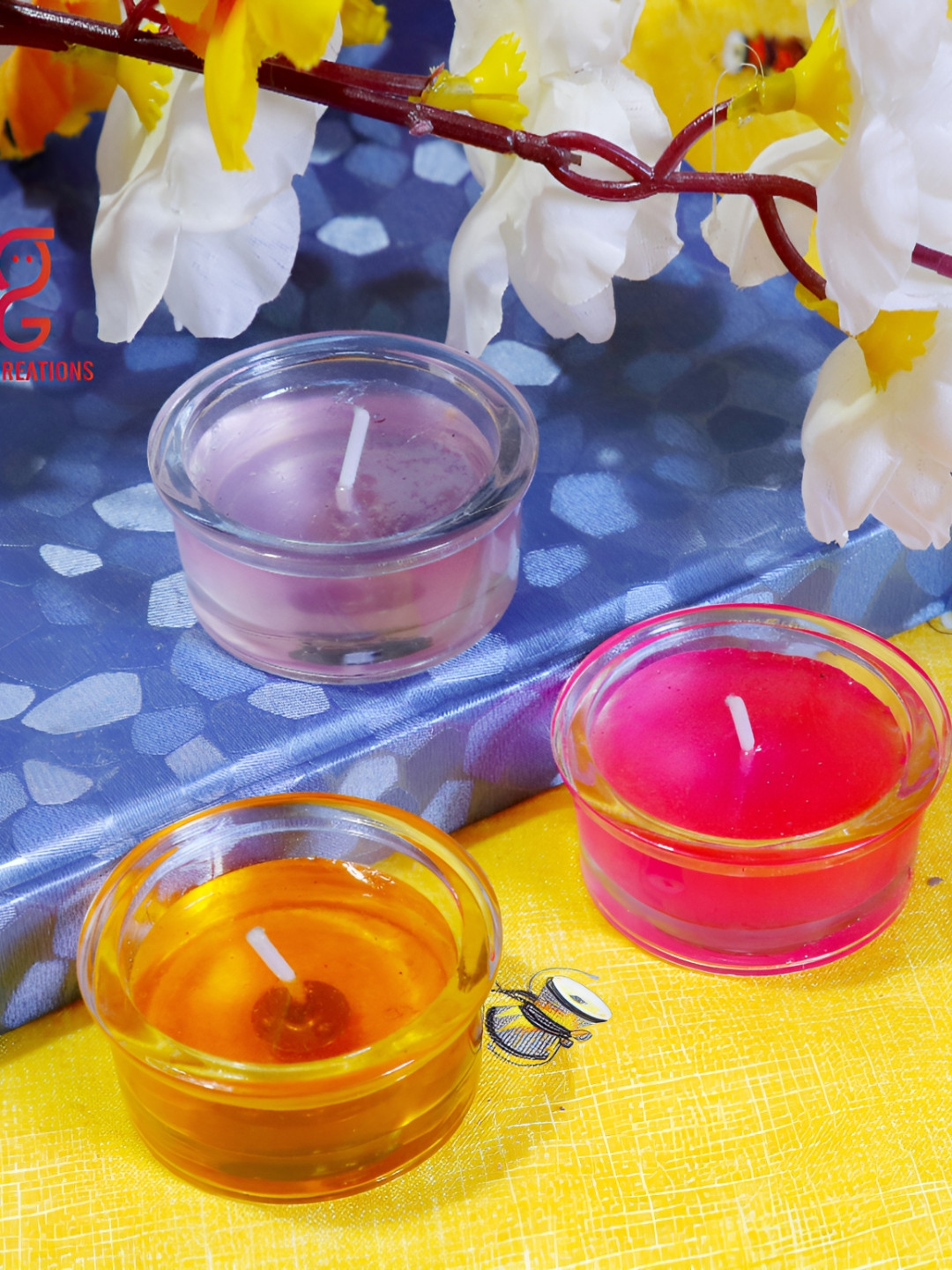 Aura Small Bowl 3Pcs Scented 1 Wick Scented Solid Round Regular Tea Light Candles