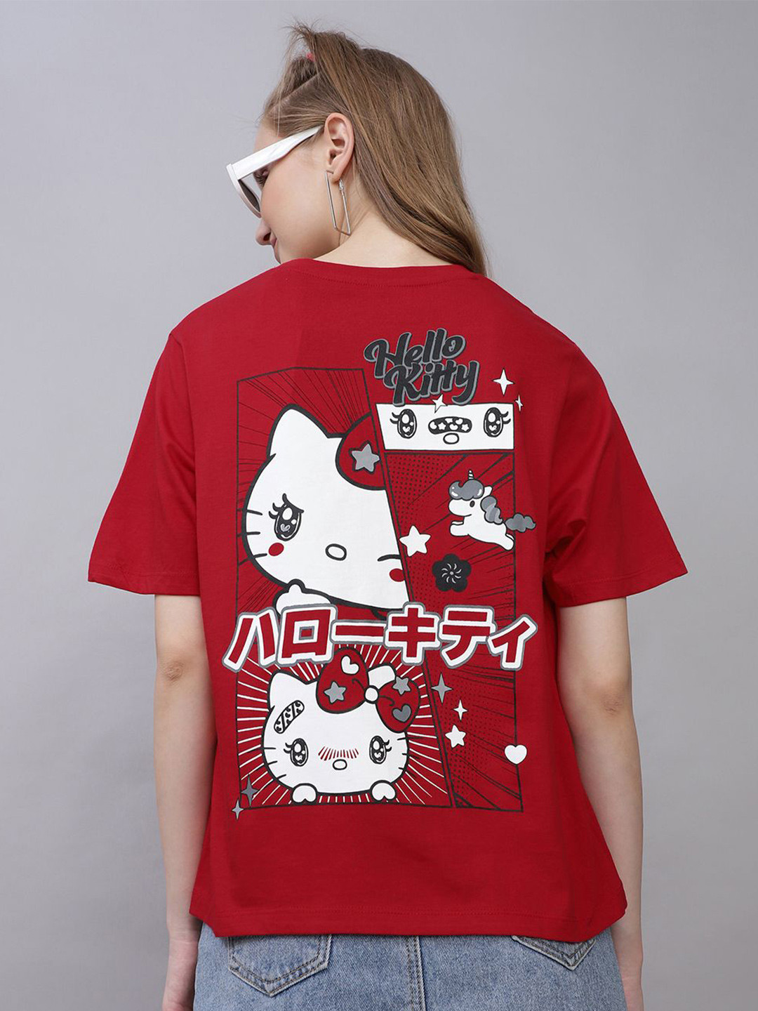 Free Authority Hello Kitty Printed Pure Cotton Oversized T-Shirt