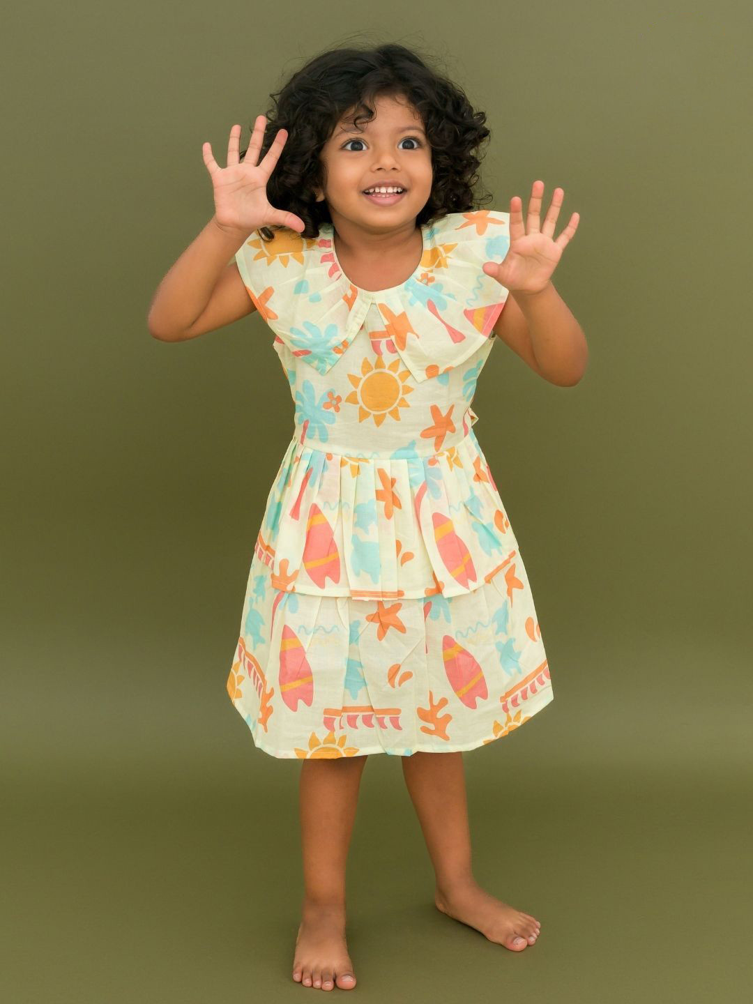 A Toddler Thing Frill Frock Mulmul Cotton Frocks for Girls Sun & Surf