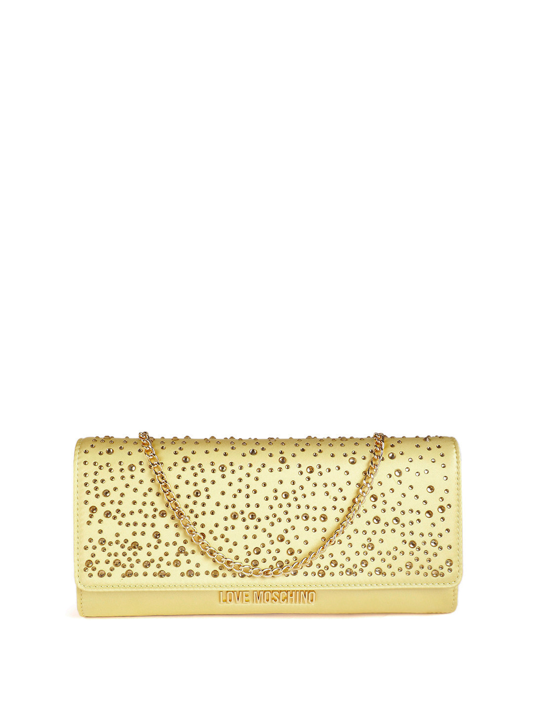 LOVE MOSCHINO Satin Finish Embellished Envelope Clutch