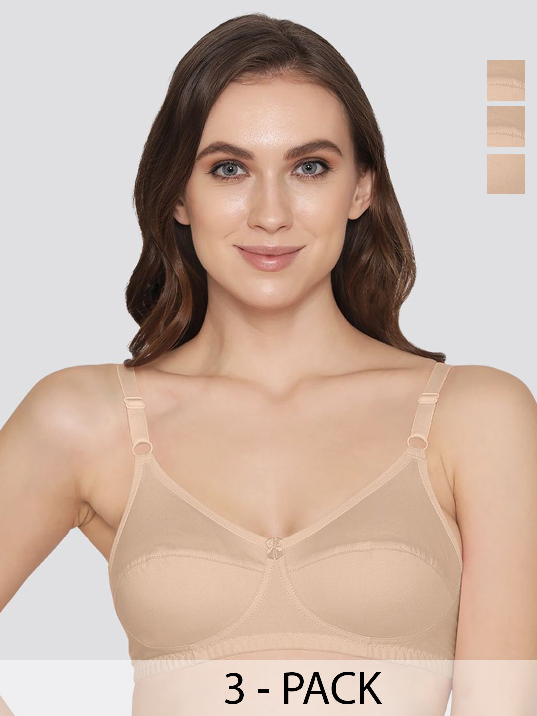 K LINGERIE Pack of 3 Manvi Wirefree Cotton Everyday Bra