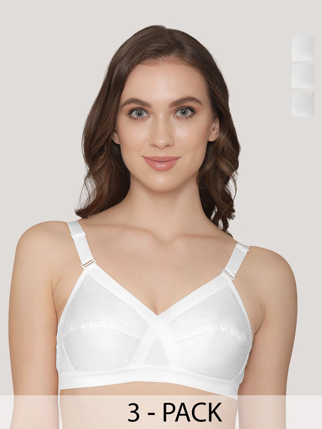 K LINGERIE Pack of 3 Cross Care Full Coverage Wirefree Minimizer Bra