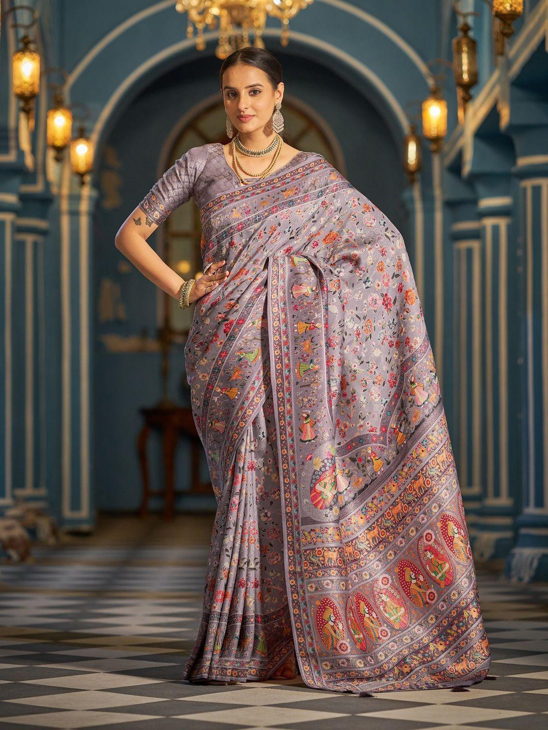 KALINI Lavender Banarasi Viscose Rayon Sarees