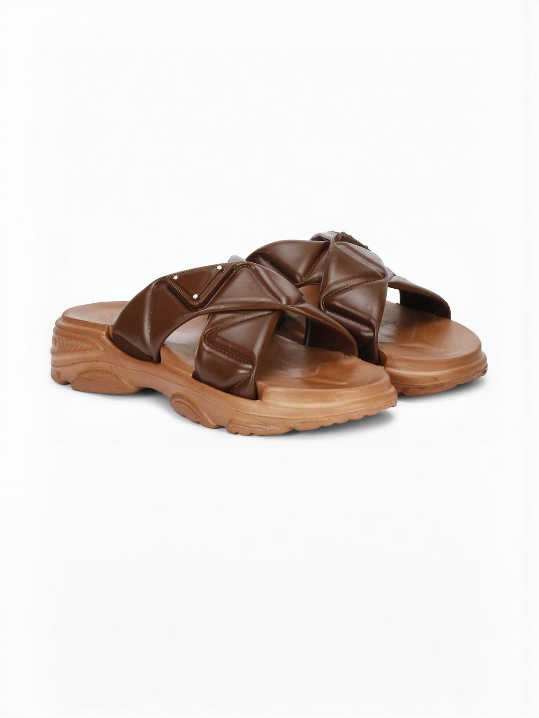 DRACKFOOT Women Tan Mesh Comfort Sandals