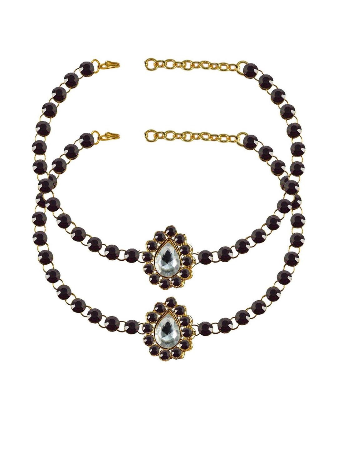 Vidhya Kangan Jamani Stone Stud-Gold Plated Brass Anklet