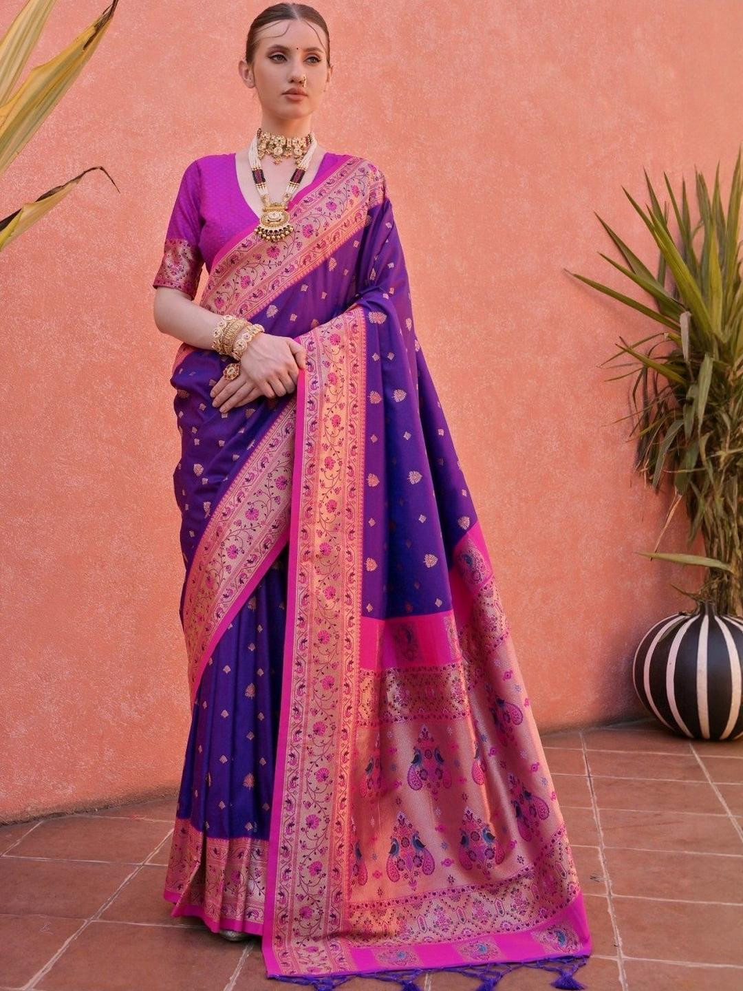 KALINI Purple Banarasi Sarees