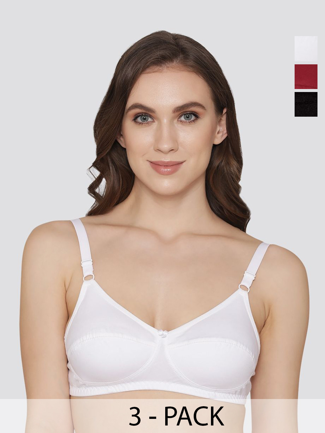 K LINGERIE Pack of 3 Manvi Wirefree Cotton Everyday Bra