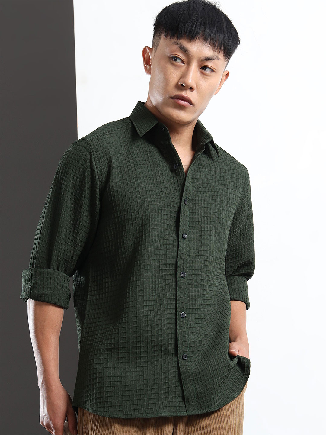 THE BEETEL HOUSE Self Design Casual Shirt