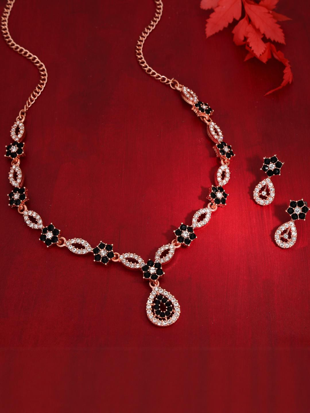 Anouk NA RoseGold Plated Choker set with 1 Pair of Earrings