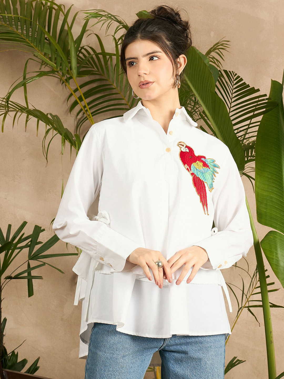 Uptownie Double Layered Applique Cotton Shirt
