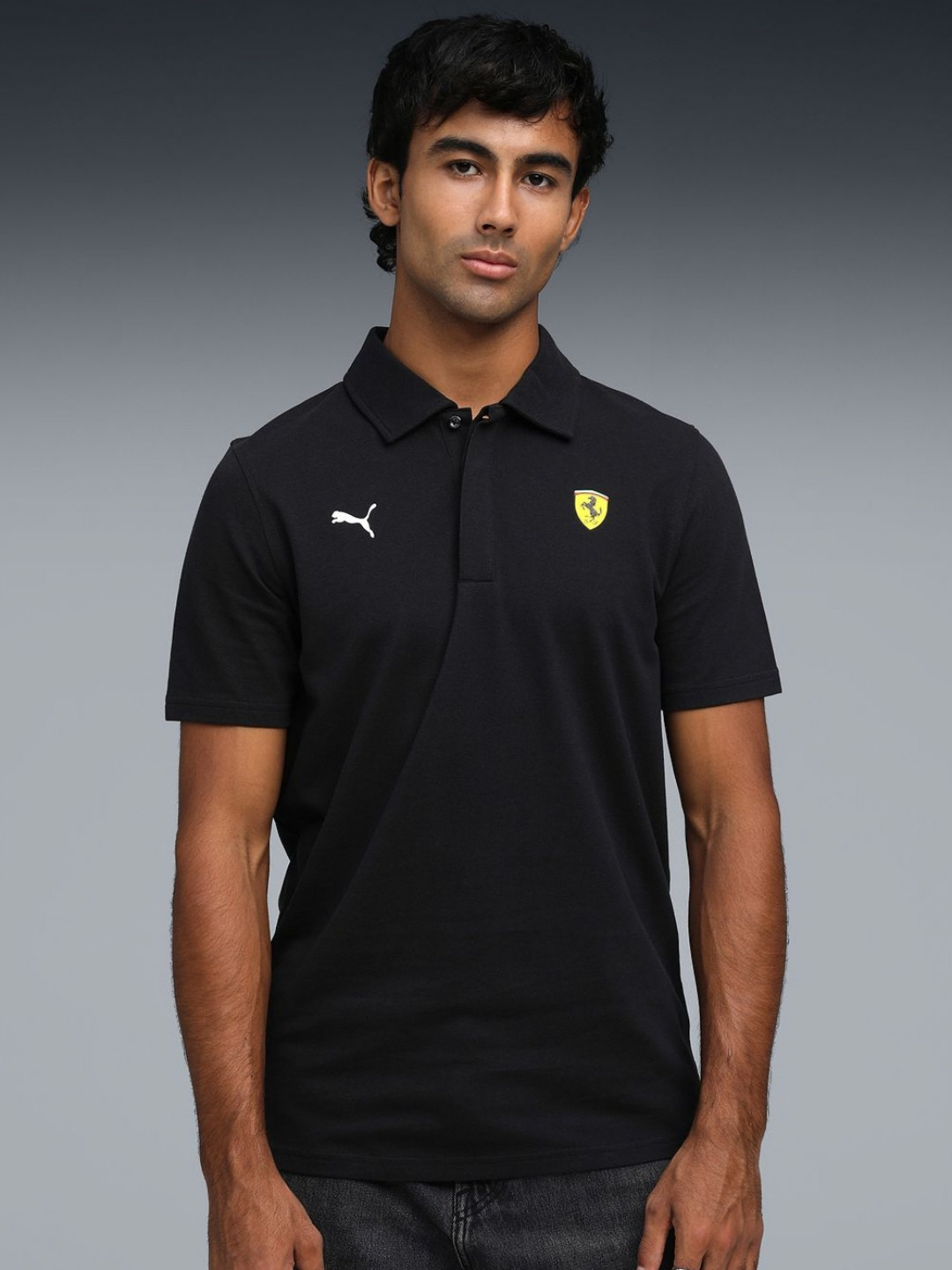 PUMA Motorsport Men Ferrari Sportswear Polo Collar Cotton Applique T-shirt