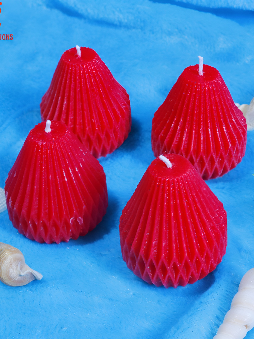 Aura Handmade Pear Shaped 4Pcs 1 Wick Scented Solid Geometric Regular Tea Light Candles