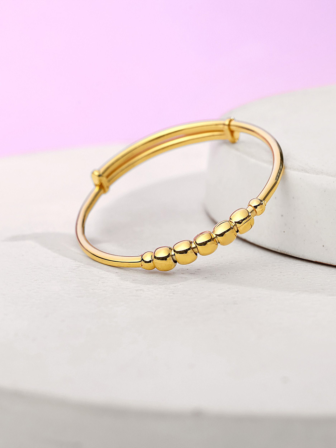 ShimmerTots 925 Sterling Silver Gold-Plated Kids Adjustable Bangle