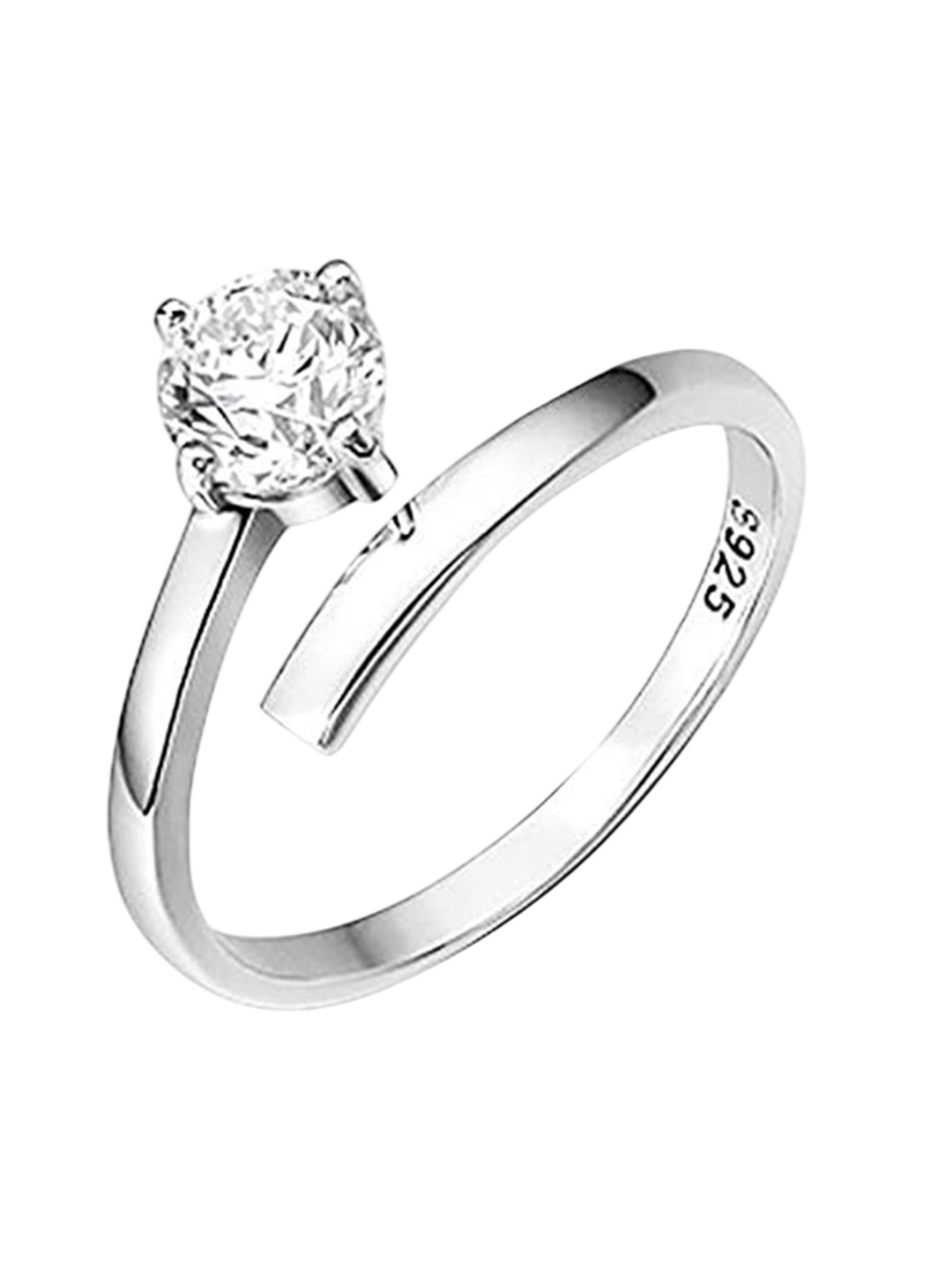 Moneekar Jewels Platinum-Plated Cubic Zirconia Stone-Studded Finger Ring