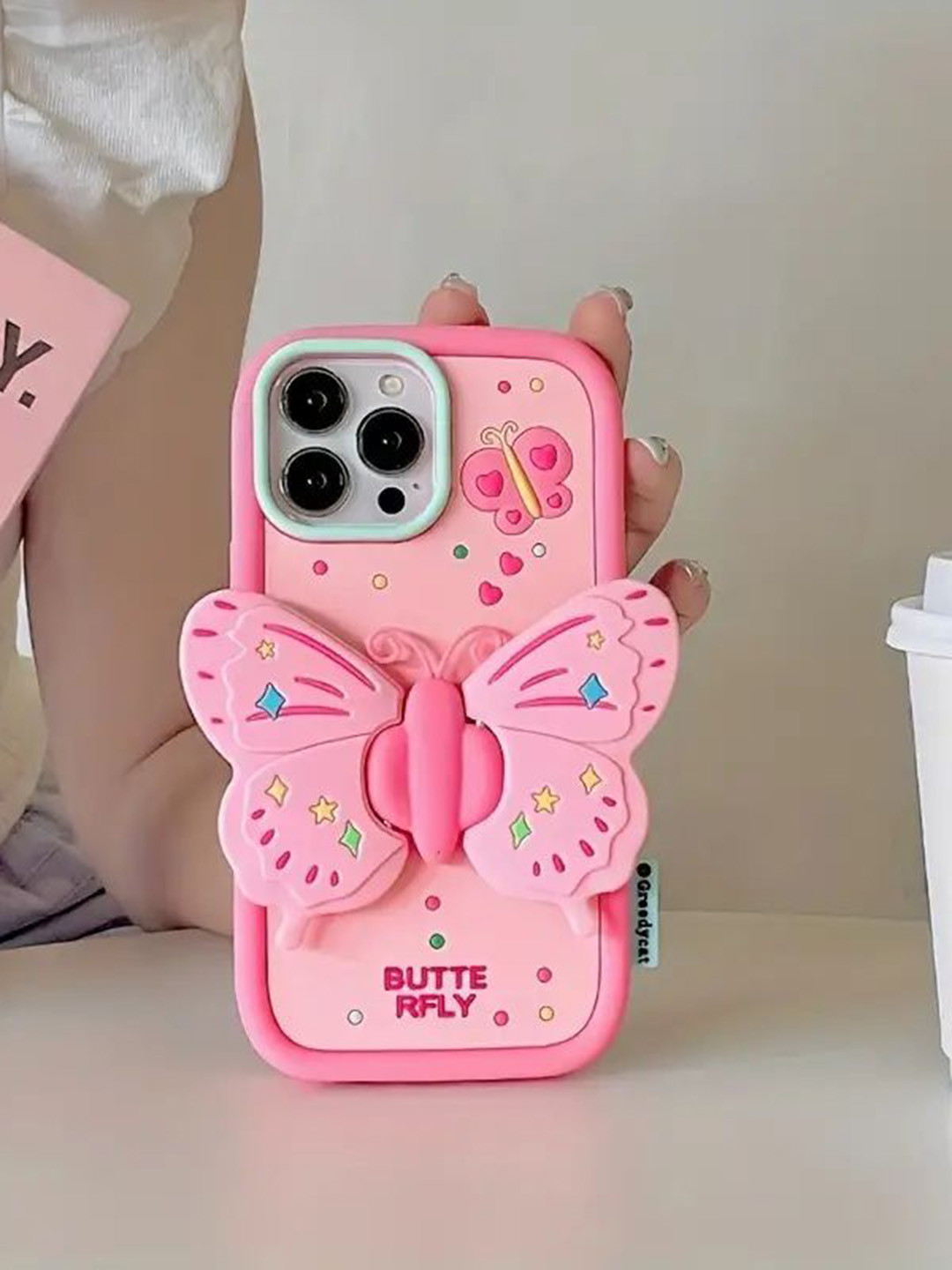 CASE CREATION iPhone 15 Plus 3D Butterfly Lovely Cartoon Back Case